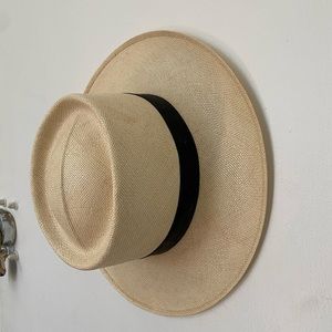 2 Wide Brim Straw Hats: Vintage Shepler's Genuine Shantung Straw Hat & Grass One